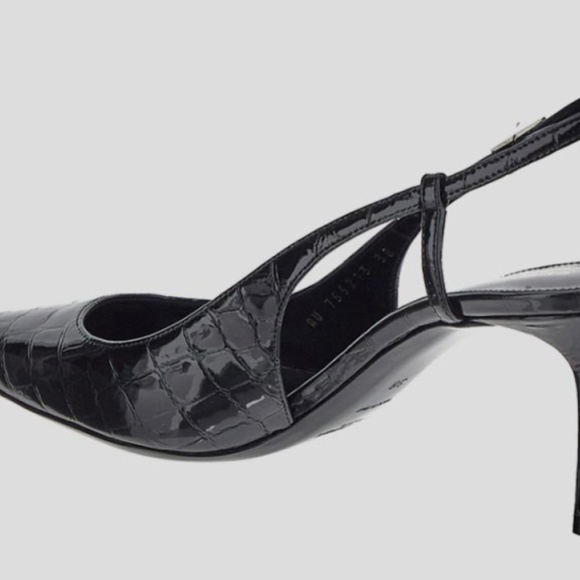 Saint Laurent YSL Vendome glossed croc-effect leather slingback pump Size 40 NWT - Picture 5 of 6